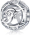 FOREVER QUEEN Letter Charm Initial A-Z Alphabet Charm Dangle Charm for Bracelet Necklace 925 Sterling Silver CZ Beads Charm Personalized Gift Jewe...