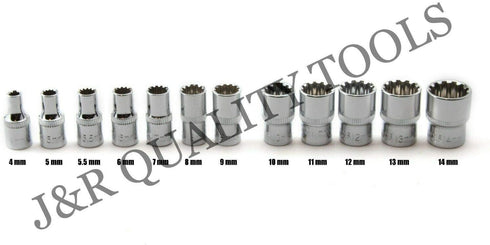 VCT 12 Pc 1/4" Drive Universal Spline Socket Set Metric Socket Tool Set Socket Set Spline Tool...