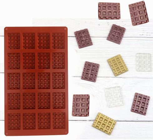 Silicone Waffle Mold, 20 Cavities Mini Square Waffle Maker Silicone Mold, Non-Stick Waffle Tray for Making Waffle Cookie, Chocolate, Candy, Soap, ...