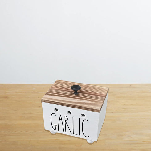 CHONIC Garlic Keeper, Farmhouse Garlic Holder for Counter, Rustic Garlic Container, Wood Garlic Storage Box, Garlic Organizer Bin, Garlic Saver fo...