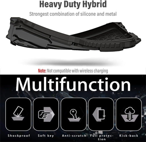 Armor Phone Case for iPhone 15 Military Grade Drop Tested 360 Full Protection Cover Heavy Duty Hybrid Metal Bumper Built-in Silicone Shockproof Du...
