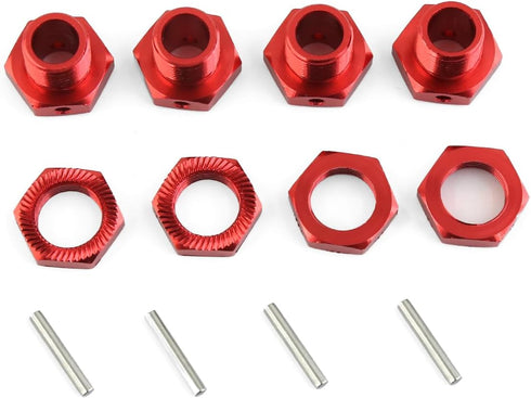 17mm Wheel Hex 4pcs Wheel Nut 4pcs Aluminum Alloy w/Pins for ARRMA Typhon 6S Mojave Upgrades Parts (Red)...