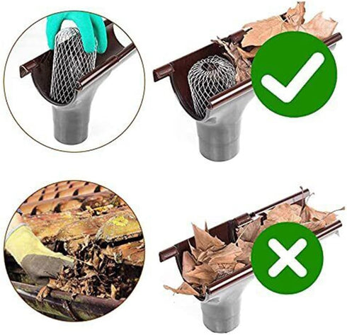 10 Pack Gutter Downspout Guards 3.5 Inch Adjustable Aluminium Filter Strainer, Expandable Gutter Strainer for Preventing Blockage Leaves Debris Dr...