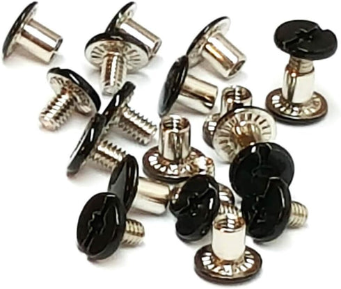 10 Pack 1/4 Black Oxide Premium Chicago Screws With Grips-Leather Fastener...