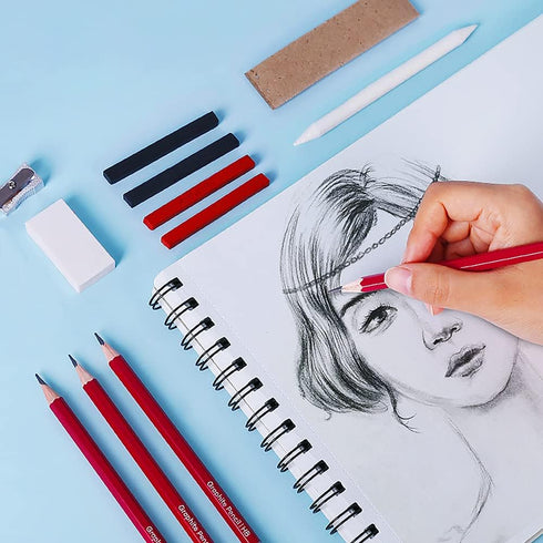 Sketching Pencil Set 13 Pcs Sketch Tool Professional Art Supply,Including Sketch Pencils Blending Stumps and Other Tools for Beginners Artists...