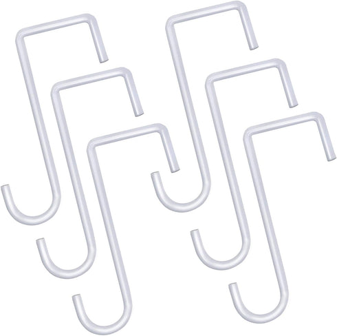 6 Pack 2 x 6 inch Vinyl Fence Hooks Patio Hooks White Powder Coated Steel Hangers fits Easily for Indoor & Outdoor Hanging Lights, Plants & Plante...