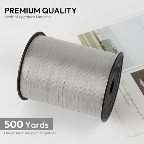 Silvery Crimped Curling Ribbon, 1/5" Wide x 500 Yards Christmas Curling Ribbons for Gift Wrapping, Party Decoration, Balloon String, Crafting, Bal...