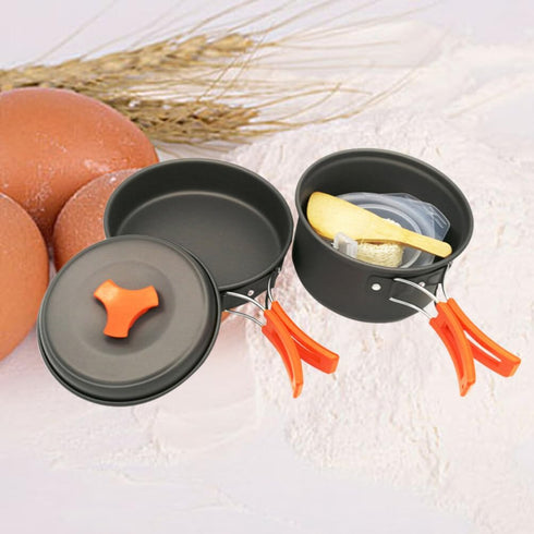 Dinnerware Sets Cookware Set Cookware Set 8 pcs Cookware Cooking Bowl - Wild Pot Pan Camping Barbecue Outdoor Cutlery Person Camping Cooking Set C...