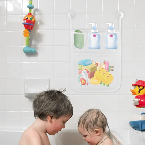 2Pcs Mesh Bath Toy Organizer, Bath Toy Storage, Hanging Bath Toy Holder, Baby Bath Tub Toy Storage Net with Pockets and Suction Hooks for Kids & T...