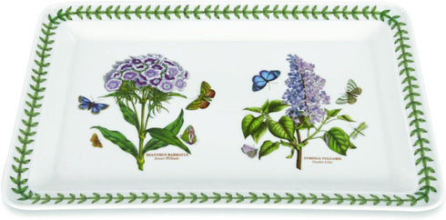 Portmeirion Botanic Garden Rectangular Tray (14.5"x7") - Assorted Floral Motifs - Fine Porcelain with Chip-Resistant Glaze - Dishwasher, Microwave...