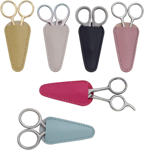 6-Piece Multicolor Scissor Sheaths - Synthetic Leather, Ambidextrous, Compact, Scissors Protection Covers for Sewing, Crafting, DIY, Facial Hair T...