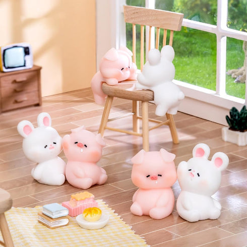 Rolin Roly 6PCS Resin Cute Rabbit and Pigs Micro Landscape Decorations for Bunnies Terrarium Decor Tiny Piggy Toy Plastic Cute Fairy Garden (6PCS)...
