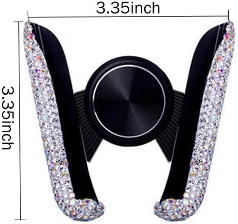 SUNCARACCL Bling Car Phone Holder Mini Dash Air Vent Automatic Phone Mount Universal 360°Adjustable Crystal for Women and Girls (White)......