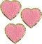 Shelzy’s Designs Towel Embroidered Heart Patches - 3pc Glitter Chenille Sticker or Glue on Appliques,Triple-Pack in Pink or White with Elegant Gol...