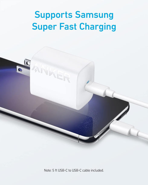 Anker 30W USB-C Charger, Anker 312 Charger with Compact and Foldable Design, High-Speed Fast Charging for iPhone 14/13/12 Series, Samsung S23, Mac...