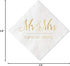 Crisky Napkins Mr and Mrs Gold Cocktail Beverage Dessert for Wedding Shower Engagement Party Decorations, Cake Table Decor Supplies. 100 Pcs, 3-Pl...