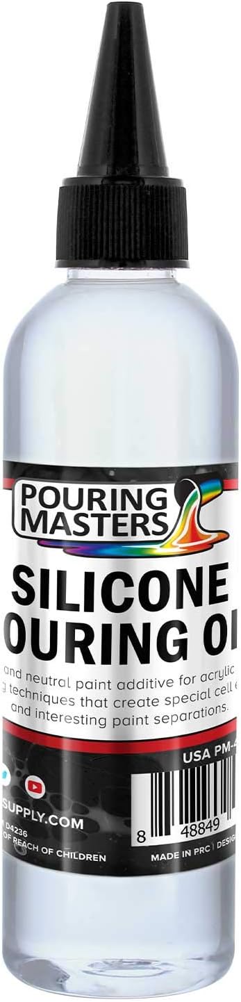 U.S. Art Supply Silicone Pouring Oil - 6-Ounce - 100% Silicone for Dramatic Cell Creation in Acrylic Paint...