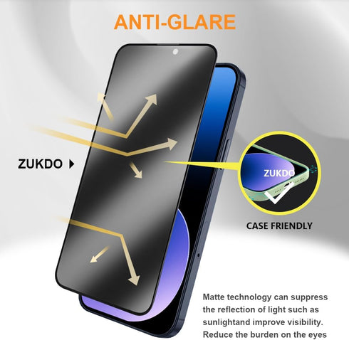 for iPhone 15 Pro Max 6.7" Matte Privacy Screen Protector with Camera Lens Protector Full Coverage Anti-glare Anti-spy Tempered Glass Film Anti-fi...