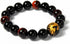 Men's 12mm Tiger Eye Agate Bead Bracelet (Golden Color) Dragon King Pattern Stretch Bracelet Length: 7.6"...