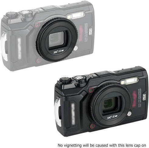 JJC LB-T01 Lens Cap Cover Protector for Olympus TG-7 TG7 TG-6 TG6 TG-5 TG5 TG-4 TG4 TG-3 TG3 TG-2 TG2 TG-1 TG1 Tough Waterproof Camera, Rotate to ...