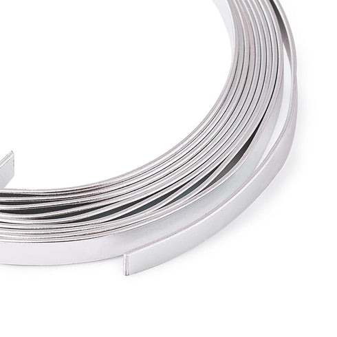 Fashewelry 5mm Aluminum Flat Bendable Craft Wire Silver 32.8Ft Nose Wire for Christmas Tree Decoration Face Masks Sculpture Resin Bezel Frame Jewe...