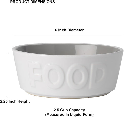 PetRageous 14013 Back to Basics Dishwasher and Microwave Safe Dog Food Bowl 6-Inch Diameter 2.25-Inch Tall 2.5-Cup Capacity for Medium Dogs and La...
