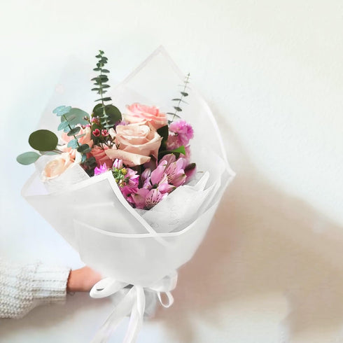 RUSPEPA 20 Sheets Flower Wrapping Paper - White Edge Frosted Waterproof Floral Bouquet Wrapping Paper - Florist Supplies Packaging Paper for Birth...