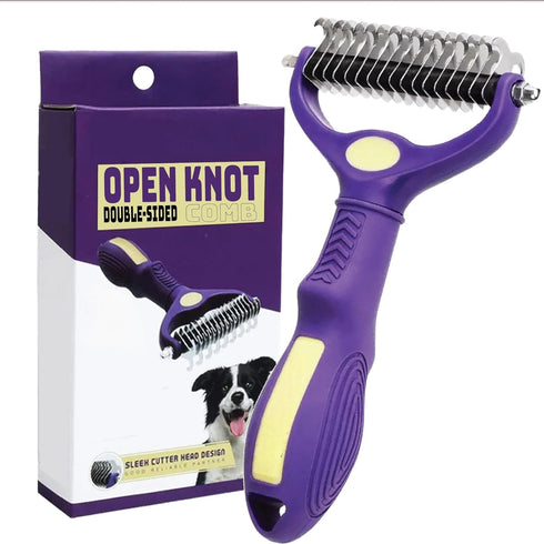 Pet Grooming Brush - Double-Sided Rake, dog and gat Undercoat Brush, Deshedding Brush for Dogs and Cats, Dog Deshedding Brush - 9+17 Teeth, TPR an...