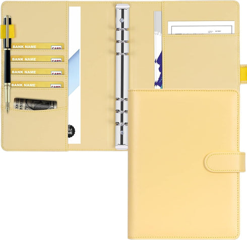 Classycoo A5 Leather Notebook Binder, 6 Ring Binder Planner Notebook Cover for A5 Filler Paper, Loose Leaf Personal Planner Binder Cover with Magn...