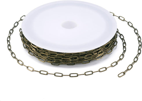 Craftdady 16.4 Feet Antique Bronze Paperclip Link Chain Brass Soldered Oval Cable Cross Chain 6x2.6mm with Spool for Jewelry Pendant Necklace Brac...