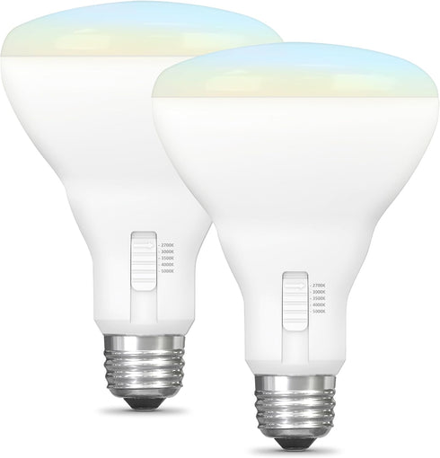 Feit Electric BR30 LED Light Bulb, 100W Equivalent, Dimmable, 5CCT, E26 Medium Base, 90 CRI, 1400 Lumens, Recessed Can Light Bulbs with Switch on ...