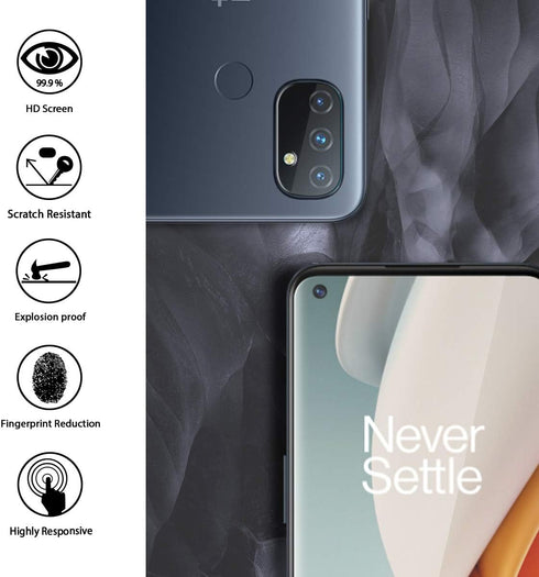 Orzero (3+2) Compatible for OnePlus Nord N100 Phone, 3 Pack Tempered Glass Screen Protector + 2 Pack Flexible Glass Camera Lens Protector, HD Bubb...