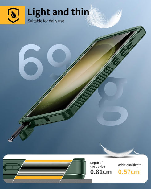 Lanhiem Samsung Galaxy S23 Ultra Case, IP68 Waterproof Dustproof Case with Built-in Screen Protector, Full Body Protective Phone Cover for Galaxy ...