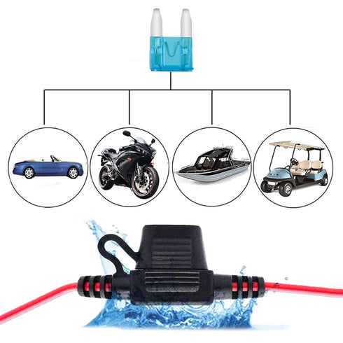 MuHize Mini ATM Fuse Tap Kit with 16 AWG Wiring - 120 Pcs 5A to 30A Fuses for Car RV Camper | Locking Holder Design...
