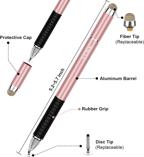 Stylus Pen 2 in 1 Fine Point & Mesh Tip for Touch Screen, Compatible for Tablet and Cellphone (1Pc, Blue)...