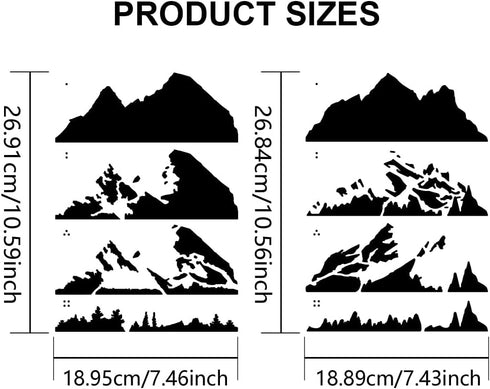2pcs Layered Mountain Stencil 11.7×8.3inch Large Nature Mountain Forest Stencil Template with Paint Brush Reusable Tree Drawing Templates for Craf...