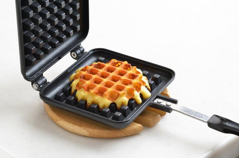 Yoshikawa SJ2275 Waffle Maker, Single, Fluorine Treatment, For Gas Stoves, Black, 13.6 x 5.6 x 1.3 inches (34.5 x 14.3 x 3.2 cm)...