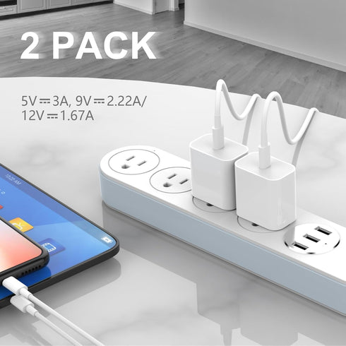 20w USB-C Power Adapter, Phone Charger 2 Pack of Charger Block, Compatible with iPhone 15, New ipad, Android Phone, with 2 Pcs USB C to C Charging...