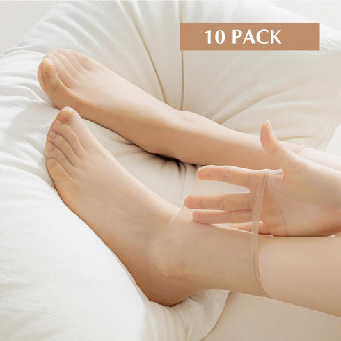10 Pairs Ankle Sheer Socks Nylon Pop Socks Silky Breathable Hosier Transparent Short Dress Stockings for Women and Girls...