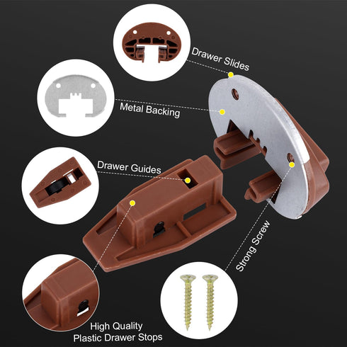 6 Sets Drawer Guide Kit, for Kenlin Rite-Trak II Enhanced Commercial Slide-in Drawer Slides Replacement Dresser Drawer Slides Repair Kit with Meta...