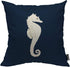 Mugod Sea Horse Decorative Throw Pillow Cover Case Marine Animal Cute Hippocampus White and Navy Blue Cotton Linen Pillow Cases Square Standard Cu...