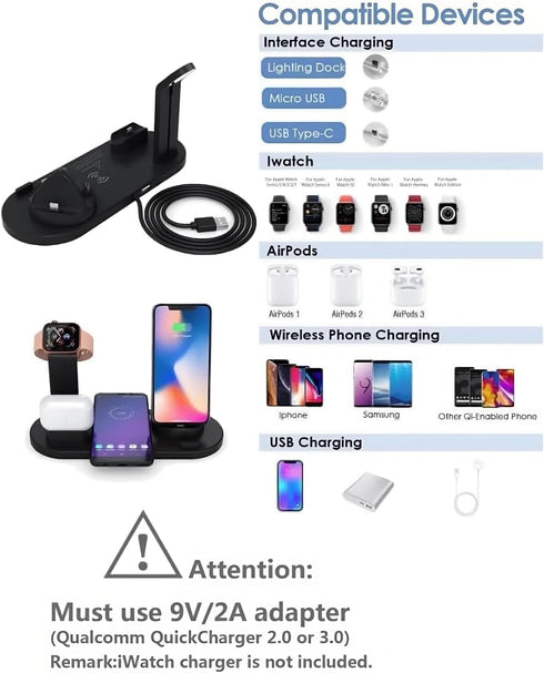 Seamless 4-in-1 Wireless Charging Station: Fast Charging for iPhone 15 to 12 Pro Max, Apple Watch, AirPods & Android Phones | Effortless Charging ...
