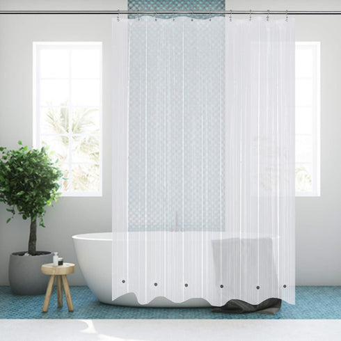 Mrs Awesome 60x72 Shower Curtain Liner with 6 Magnets Clear PEVA, 10 Hole Thick Plastic Shower Curtain for Bathroom, Waterproof, 60 x 72 inches, C...