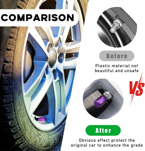 12 PCS Car Tire Valve Stem Caps, Leakproof Tire Air Cap with O Rubber Seal, Aluminium Wheel Valve Dust Cover for SUV Truck Motorcycle Bike, Univer...