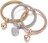 Crystal Charms Multilayer Bracelets - 3PCS Gold/Silver/Rose Gold Corn Chain Bracelet for Women, Tree of Life Heart Shaped Stretch Bracelet...