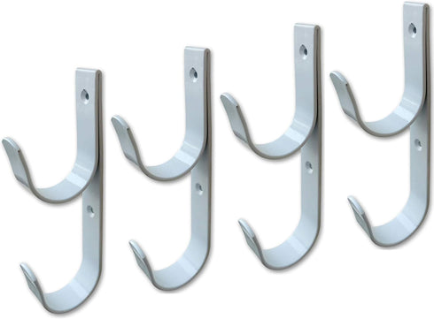 4 PCS Set Wide Pool Pole Hangers Heavy Duty White Aluminium Holder Hooks with Screws Perfect Hook Holders for Swimming Pool Telescopic Poles Skimm...