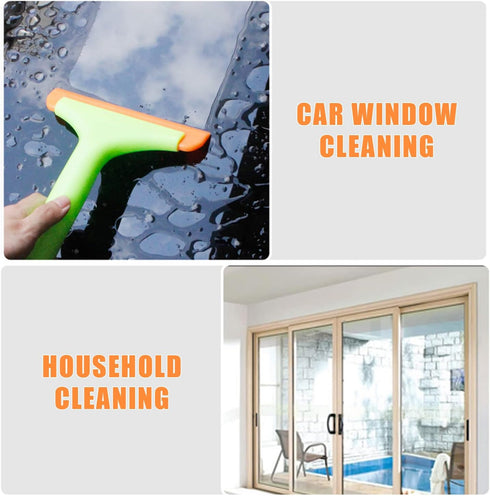 Shower Squeegee, Car Window Water Blade, Water Wiper with 5.9'' Blade and 7.5'' Handle, for Car Windshield, Wing Mirrors, Window, Mirror, Glass Do...