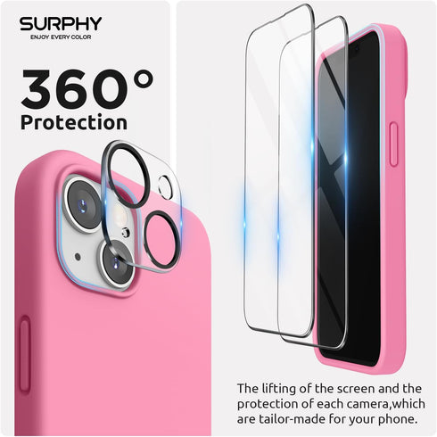 SURPHY (4 in 1 Designed for iPhone 14 Case Compatible with MagSafe (6.1 inch, 2022), with 2 Pack Screen Protector + Camera Cover, Liquid Silicone ...