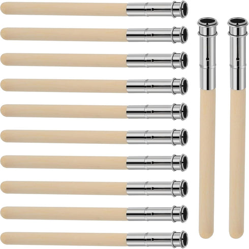 12 Pieces Wooden Pencil Pencil Extenders for Artists with Adjustable Metal Handle Lengthener Pencil Pull Charcoal Holder Crayon Extension for Offi...