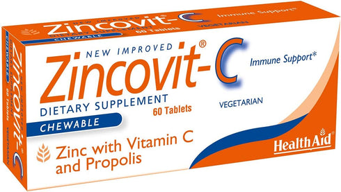 Zincovit - C, Chewable Vitamin C and Zinc Lozenges with Propolis, 60ct, Vegetarian...